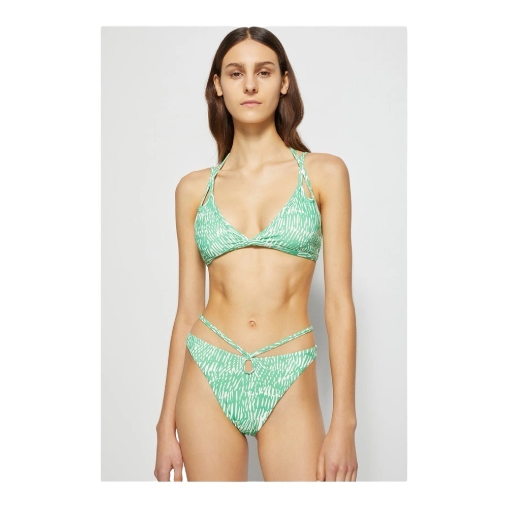 SIMKHAI Aliana Bikini Top/ Alani Bikini Bottom in Fern Abstract Print NWT